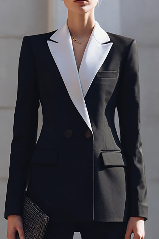 Black Notched Lapel 2-Piece Business Suits