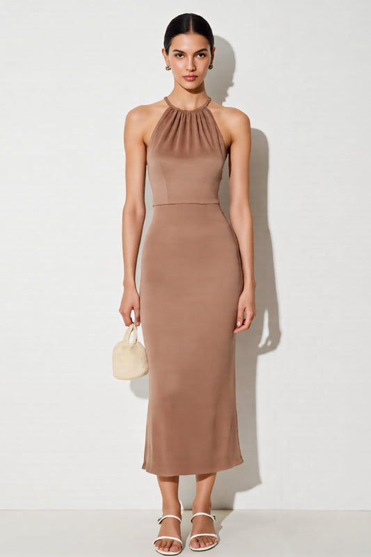Robe longue fourreau dos-nu Desert Rose pour invitée de mariage