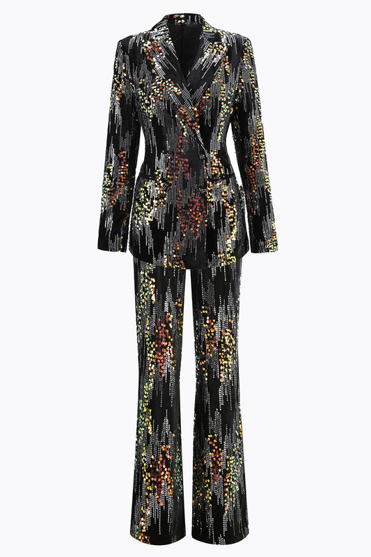 Sparkly Black Peak Lapel 2-Piece Women's Prom Suit