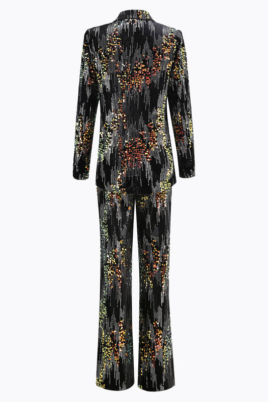 Sparkly Black Peak Lapel 2-Piece Women's Prom Suit