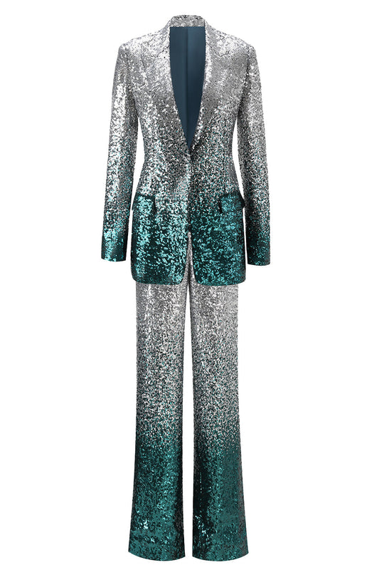 Ensemble deux pièces à paillettes argentées pour femme