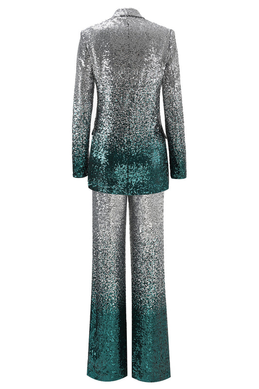 Ensemble deux pièces à paillettes argentées pour femme