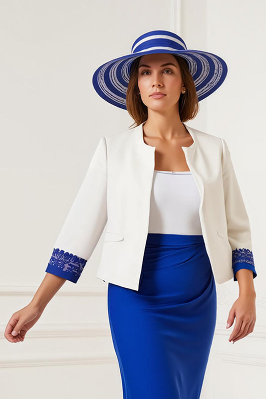 Robe de mariée 2 pièces bleu roi avec appliques en dentelle