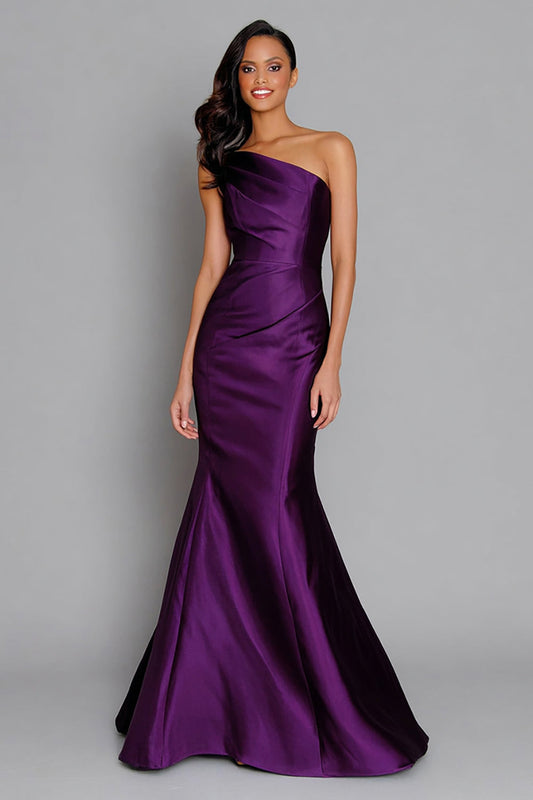 Robe de Soirée Longue Asymétrique Une Épaule Sirène Violette