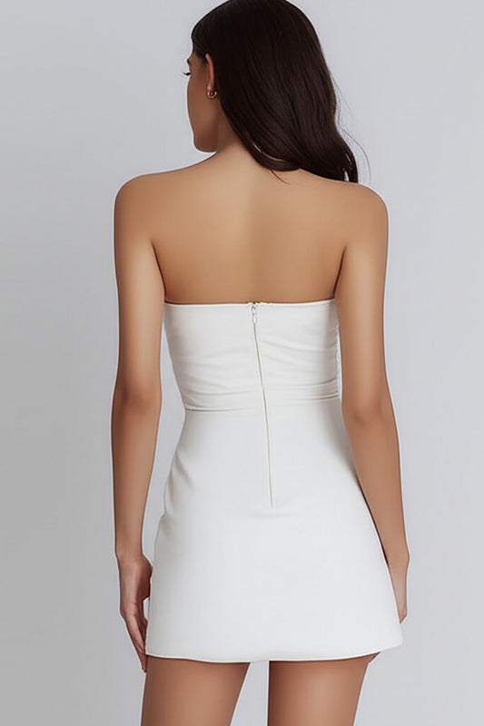 Robe bustier moulante drapée courte blanche