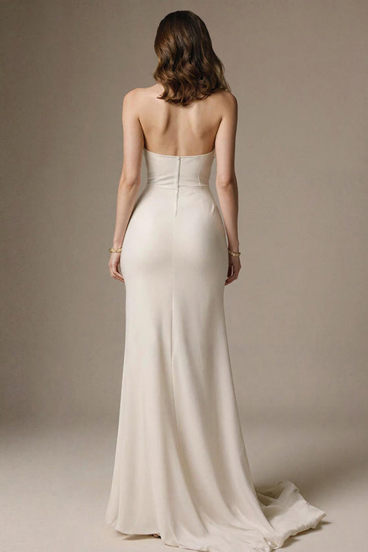 Robe de Soirée Longue Sirène Ivoire avec Cœur