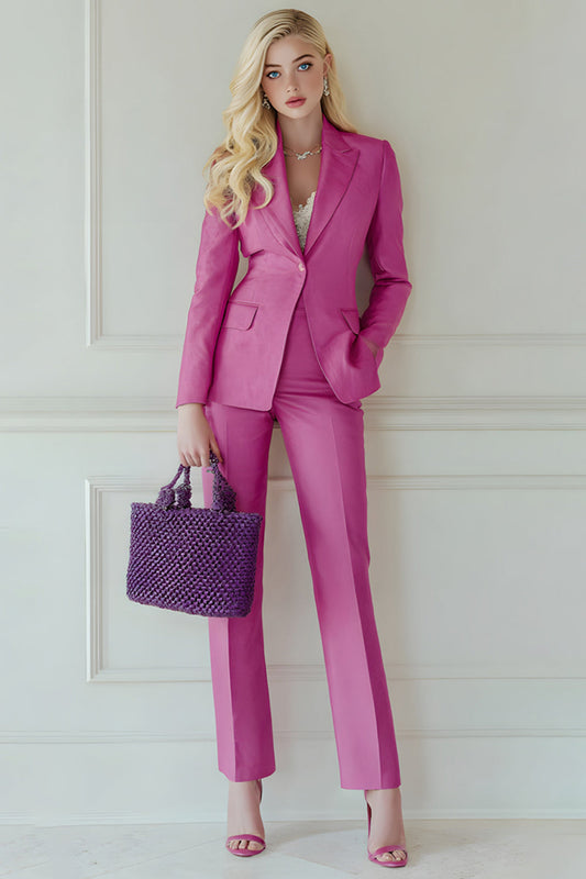 Costumes de bal Fuchsia 2 pièces à revers crantés, un bouton, avec poches