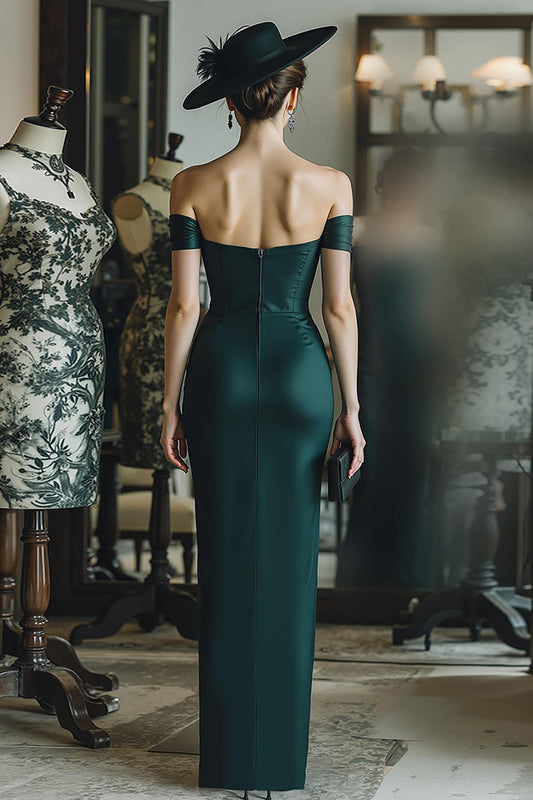 Robe Fourreau Mère de la Mariée avec Corset et Épaules Dénudées