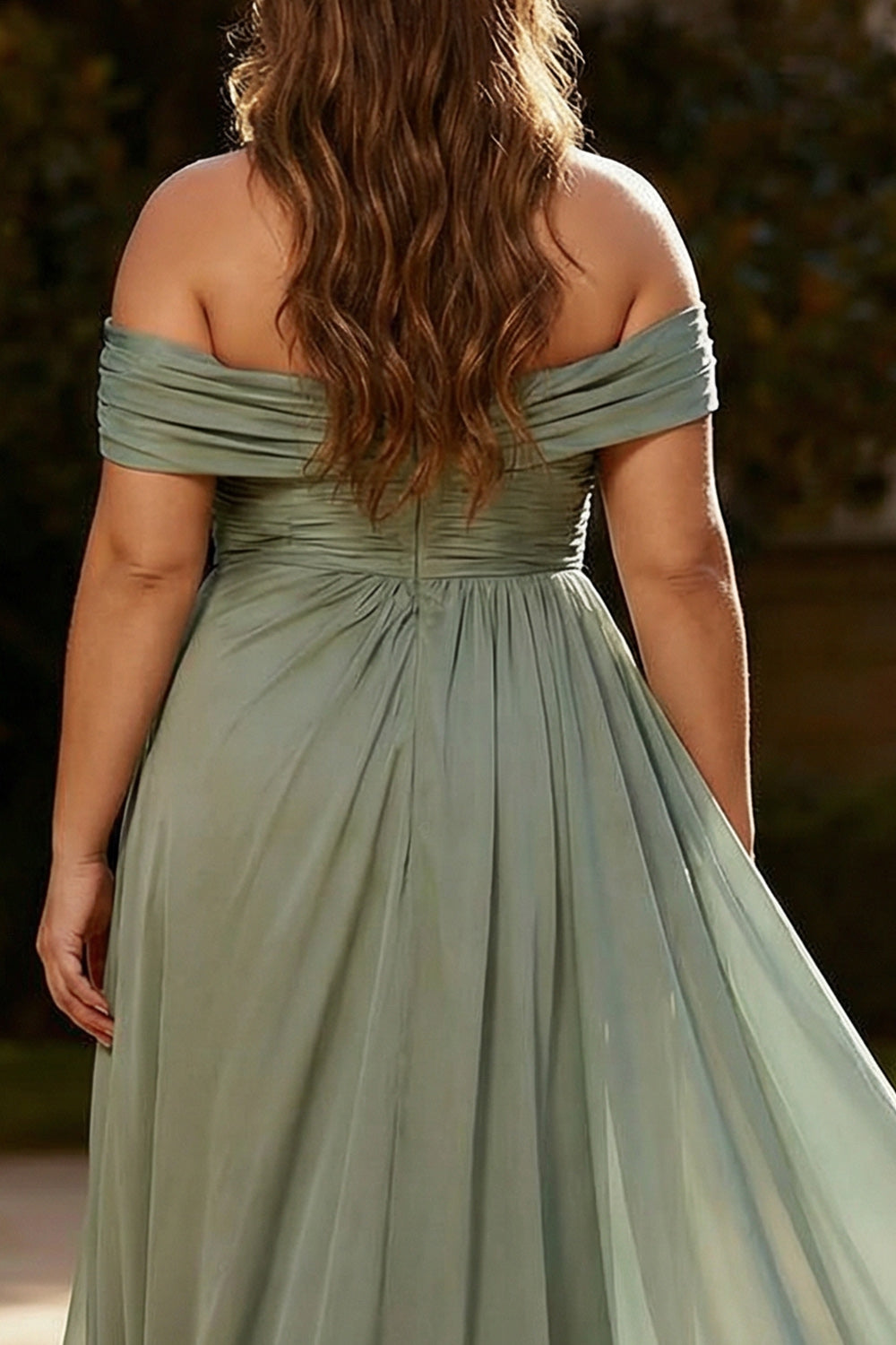 Dusty Sage One Shoulder Pleated A-Line Long Plus Size Formal Dress