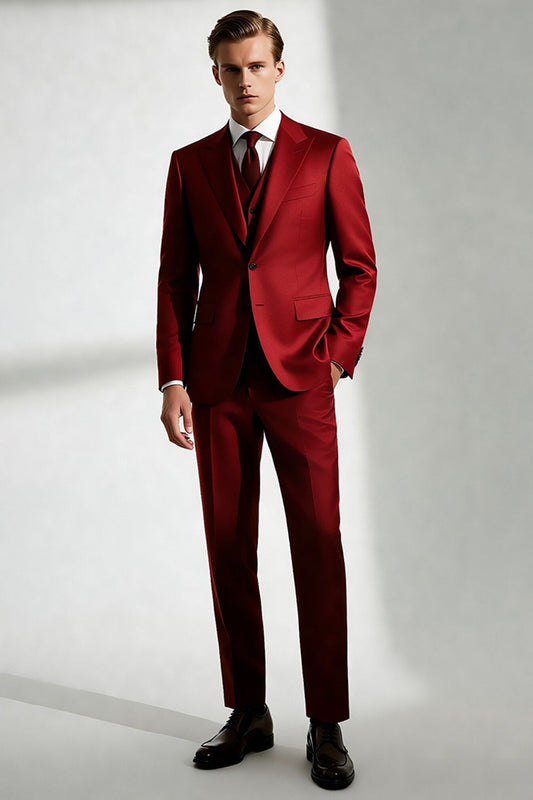 Costume homme bordeaux revers crantés un bouton