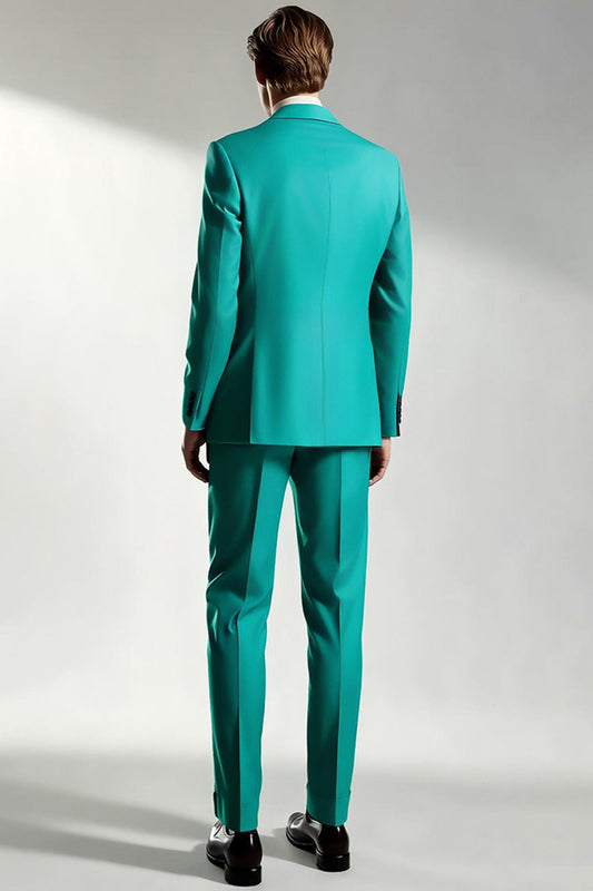 Costumes de bal turquoises pour homme à revers cranté et à un bouton