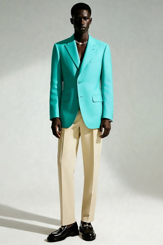 Costumes de bal pour hommes 2 pièces à revers cranté couleur turquoise