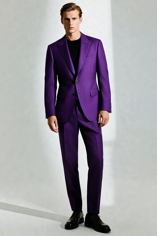 Costumes de bal pour hommes violet foncé, un bouton, revers pointu