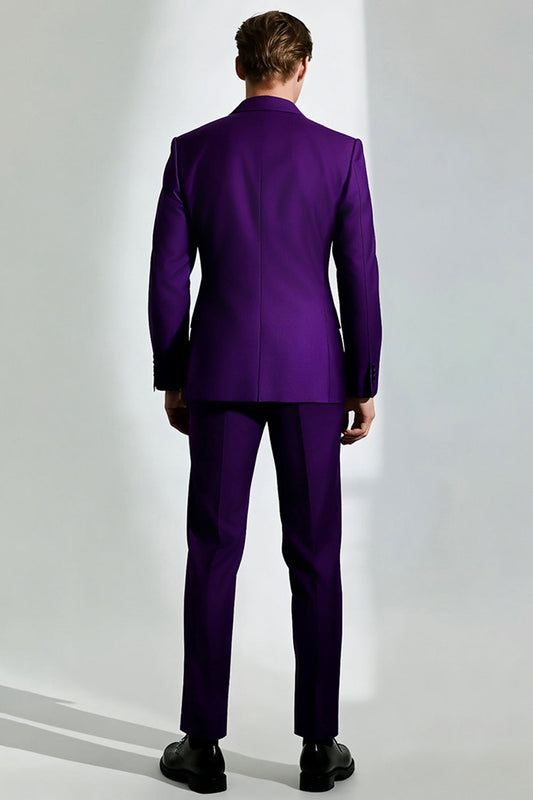 Costumes de bal pour hommes violet foncé, un bouton, revers pointu