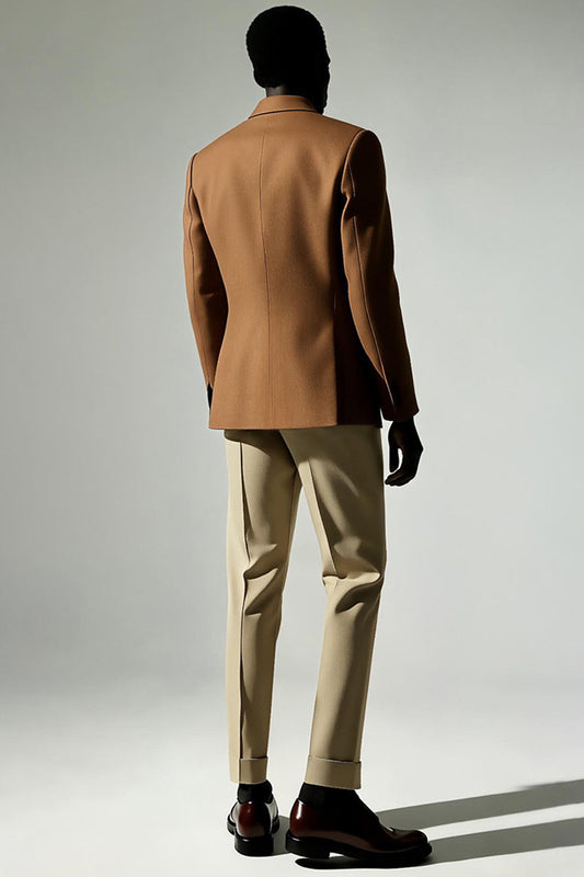 Costume homme croisé à revers pointus kaki foncé