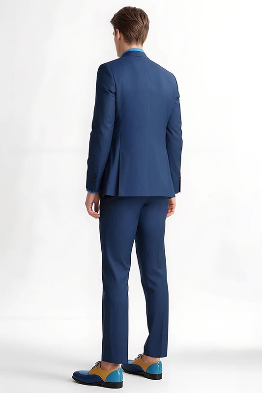 Dark Blue Notched Lapel 2-Piece Men's Prom Suits
