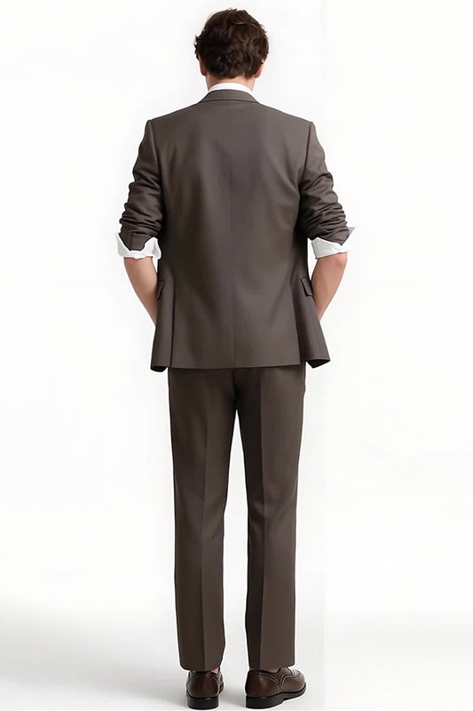 Grey Coffee 2-Piece Notched Lapel Men's Formal Suits