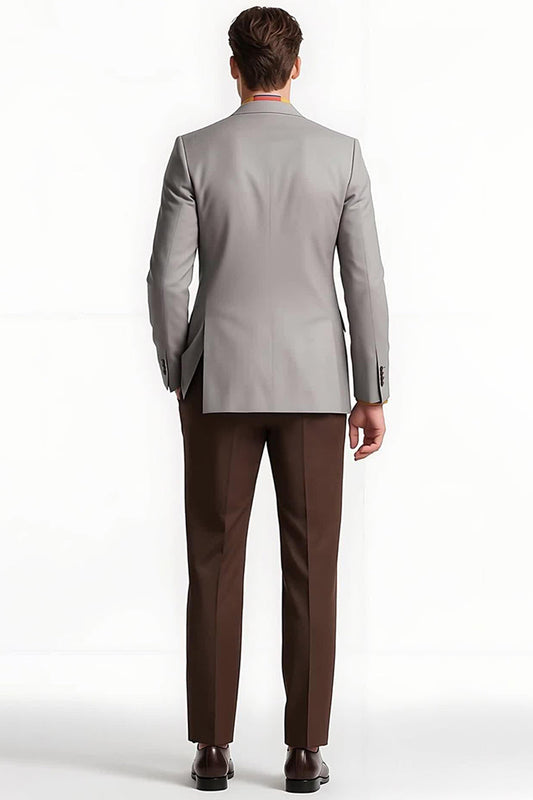 Grey Peak Lapel 2 Piece Single Breasted Men's Prom Suits
