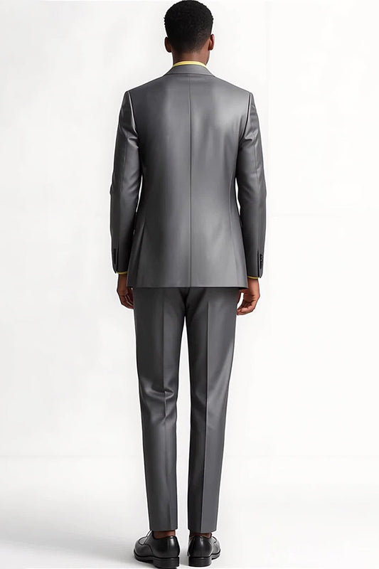 Costumes habillés slim fit 2 pièces gris argenté à revers à pointe pour hommes