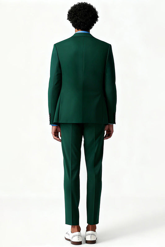 Dark Green Single-Breasted 2-Piece Notched Lapel Men's Suit