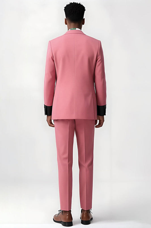 Costumes roses 2 pièces à revers crantés pour hommes