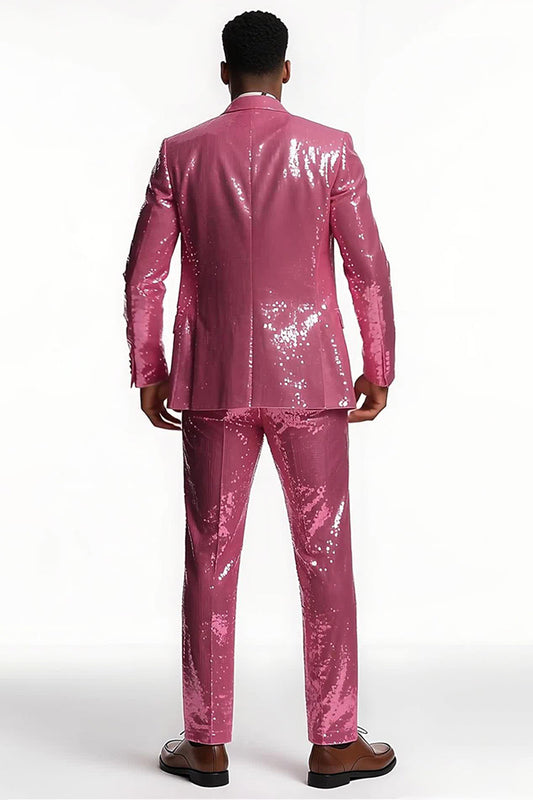 Sparkly Blush Peak Lapel 2 Piece Men's Prom Suit