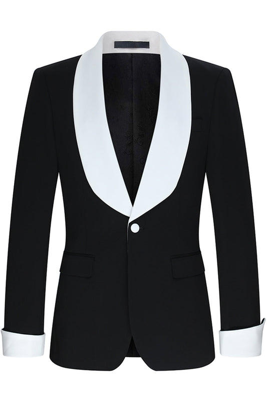 Black 2-Piece Shawl Lapel One-Button Men's Suit