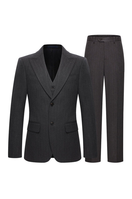 Costumes 3 Pièces Café Simple Boutonnage Col Pointe pour Homme