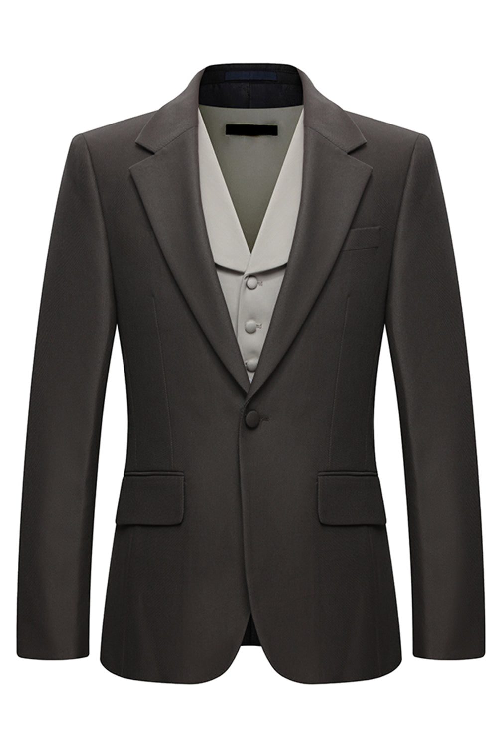 Costumes Homme 3 pièces à Revers Crantés et Un Bouton - Café