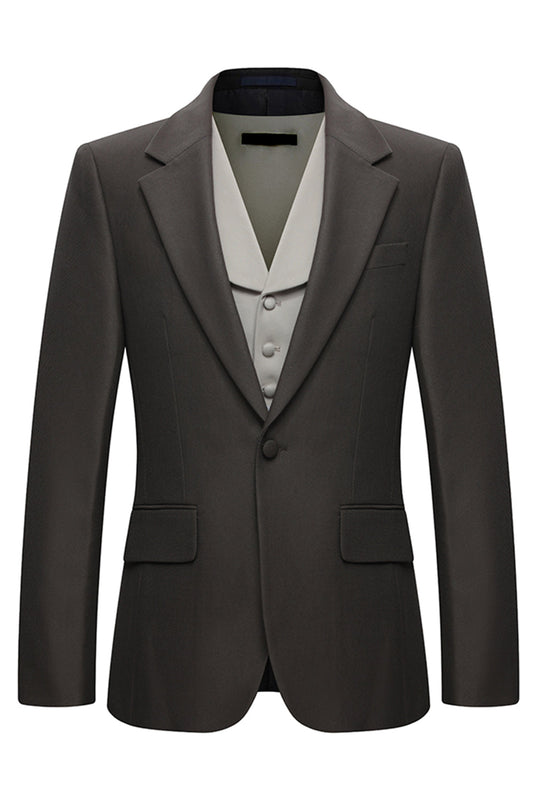 Costumes Homme 3 pièces à Revers Crantés et Un Bouton - Café