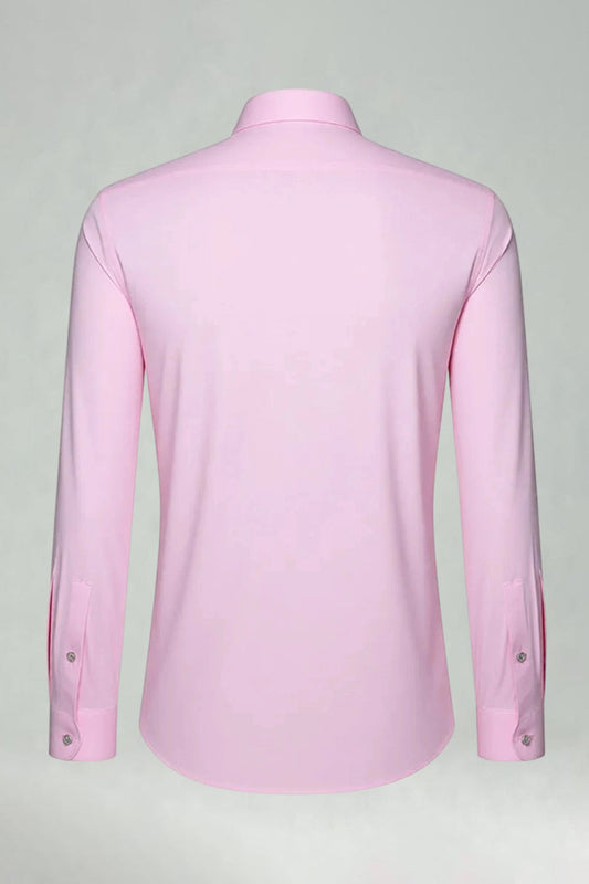 Chemise Costume Homme Classique Manches Longues Coupe Ajustée Rose Pâle