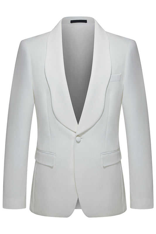 Costumes de mariage 2 pièces pour hommes avec revers châle blanc