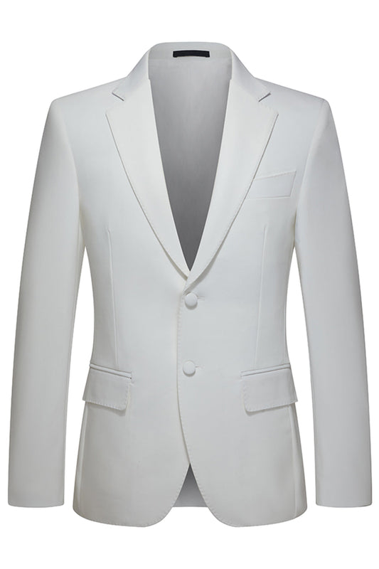 Costumes de mariage blancs pour hommes, 2 pièces, coupe droite, col à revers cranté