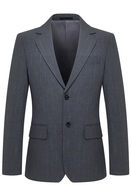 Costume 3 pièces homme gris à revers cranté et simple boutonnage