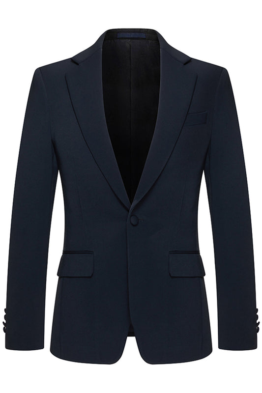 Costumes Homme 3 Pièces Slim Fit Bleu Marine Revers Cranté