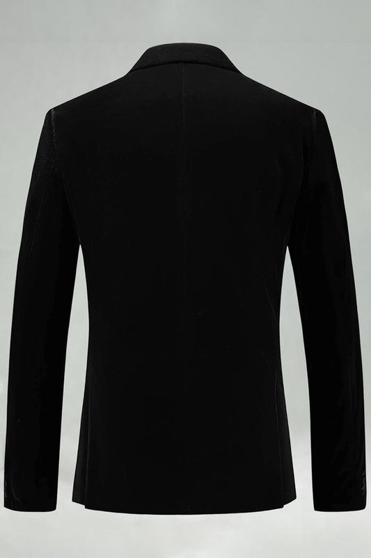 Black Velvet Peaked Lapel Formal Blazer