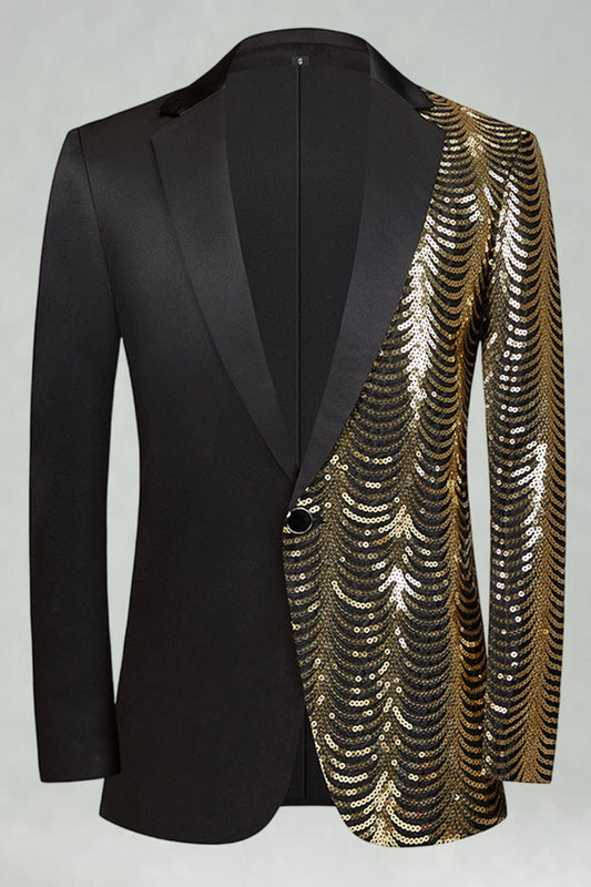 Sparkly Golden Notched Lapel 2-Piece Men's Prom Suit