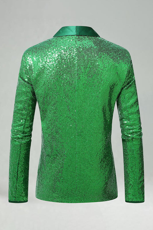Blazer de bal homme avec revers châle vert scintillant