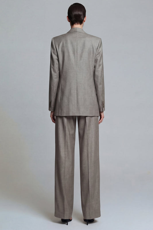 Grey Peak Lapel 2 Piece Double Breasted Work Suits