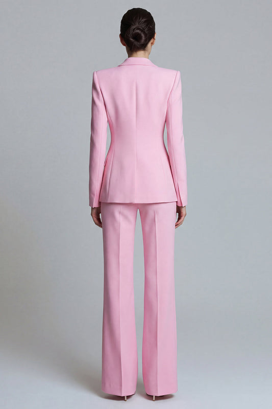 Pink Peak Lapel 2-piece One Button Women's Work Suits