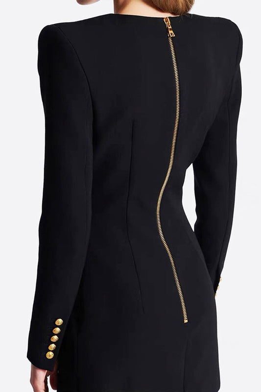 Black V-Neck Satin Women's Blazer