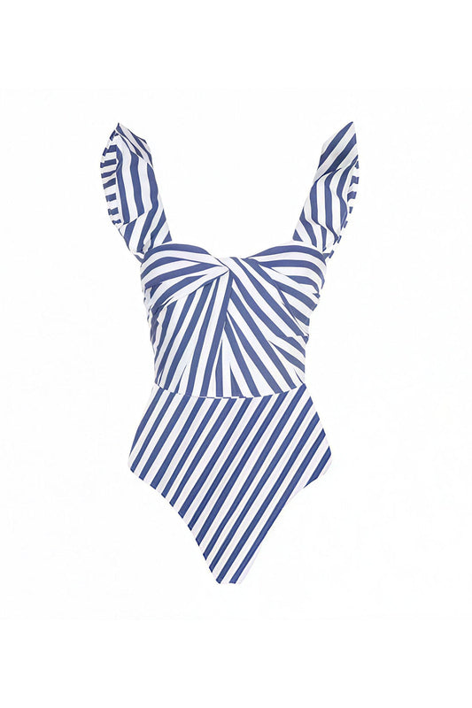 Navy Stripe 2 Piece Swimsuit with Beach Dress