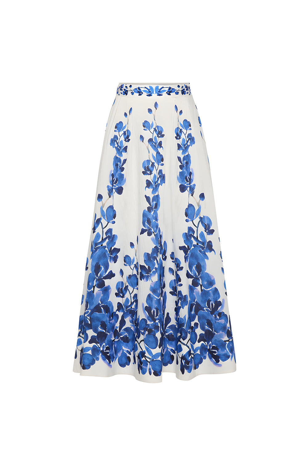 2-Piece White and Blue Floral Long-Sleeve Swimwear Set with Beach Dress