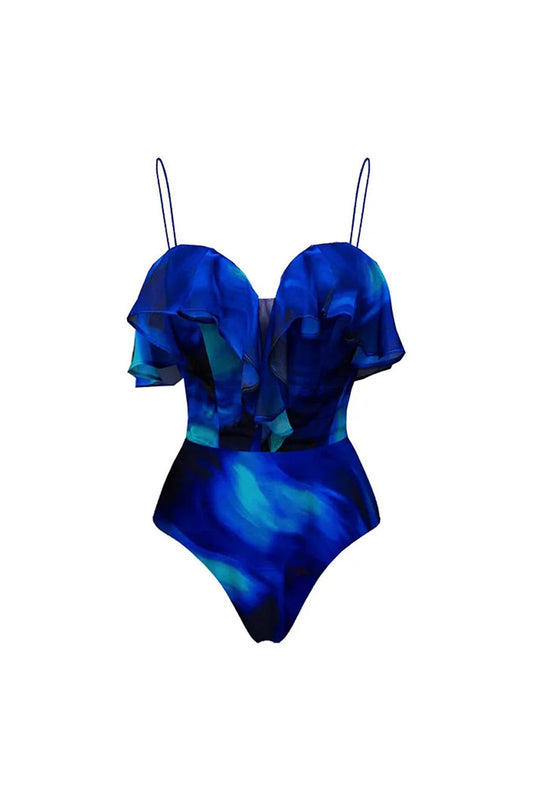 Royal Blue 2-Piece Spaghetti Straps Swimsuit with Cover-Up