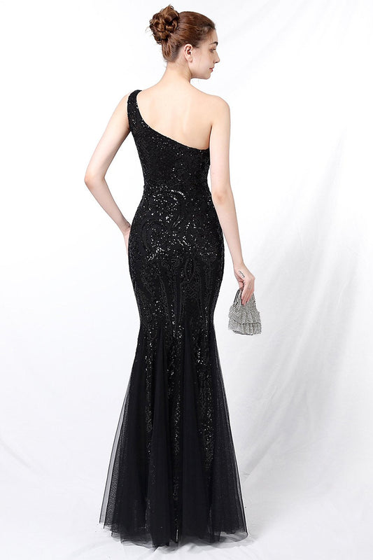 Robe de bal sirène asymétrique avec appliques
