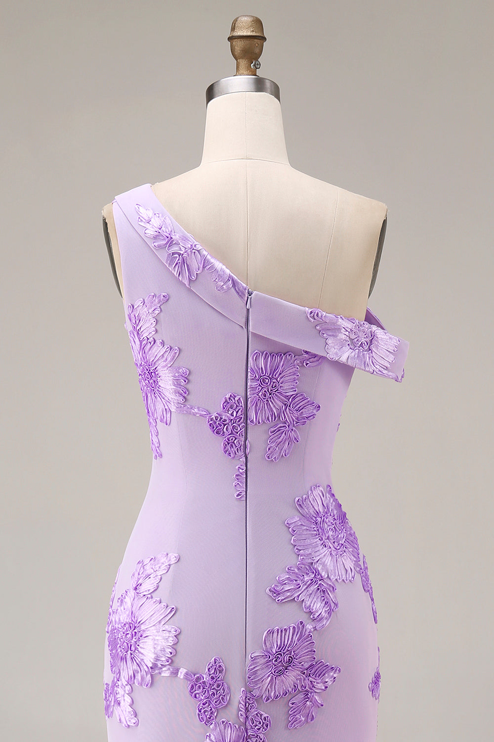 Yellow One-Shoulder Sheath Long Prom Dress with Floral Embroidery