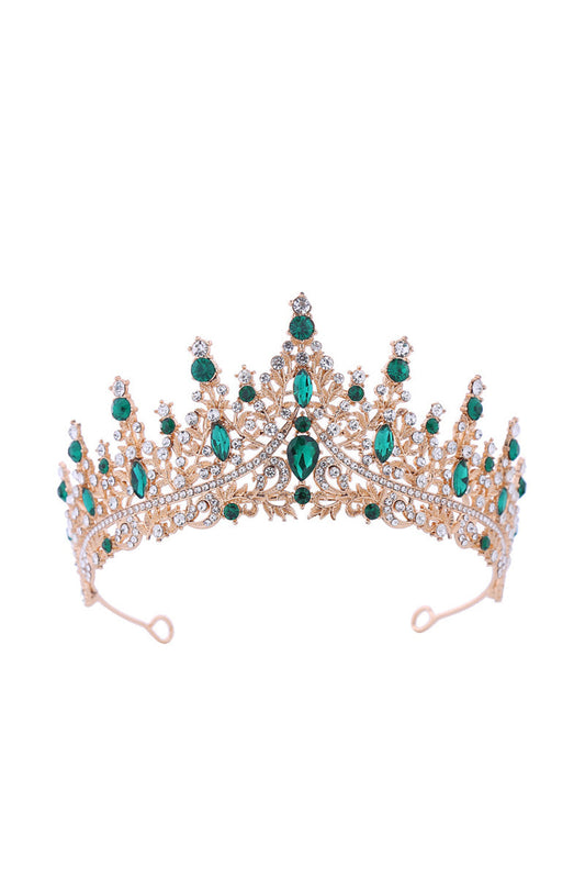 Gold Green Crystal Prom Queen Pageant Crown Tiara