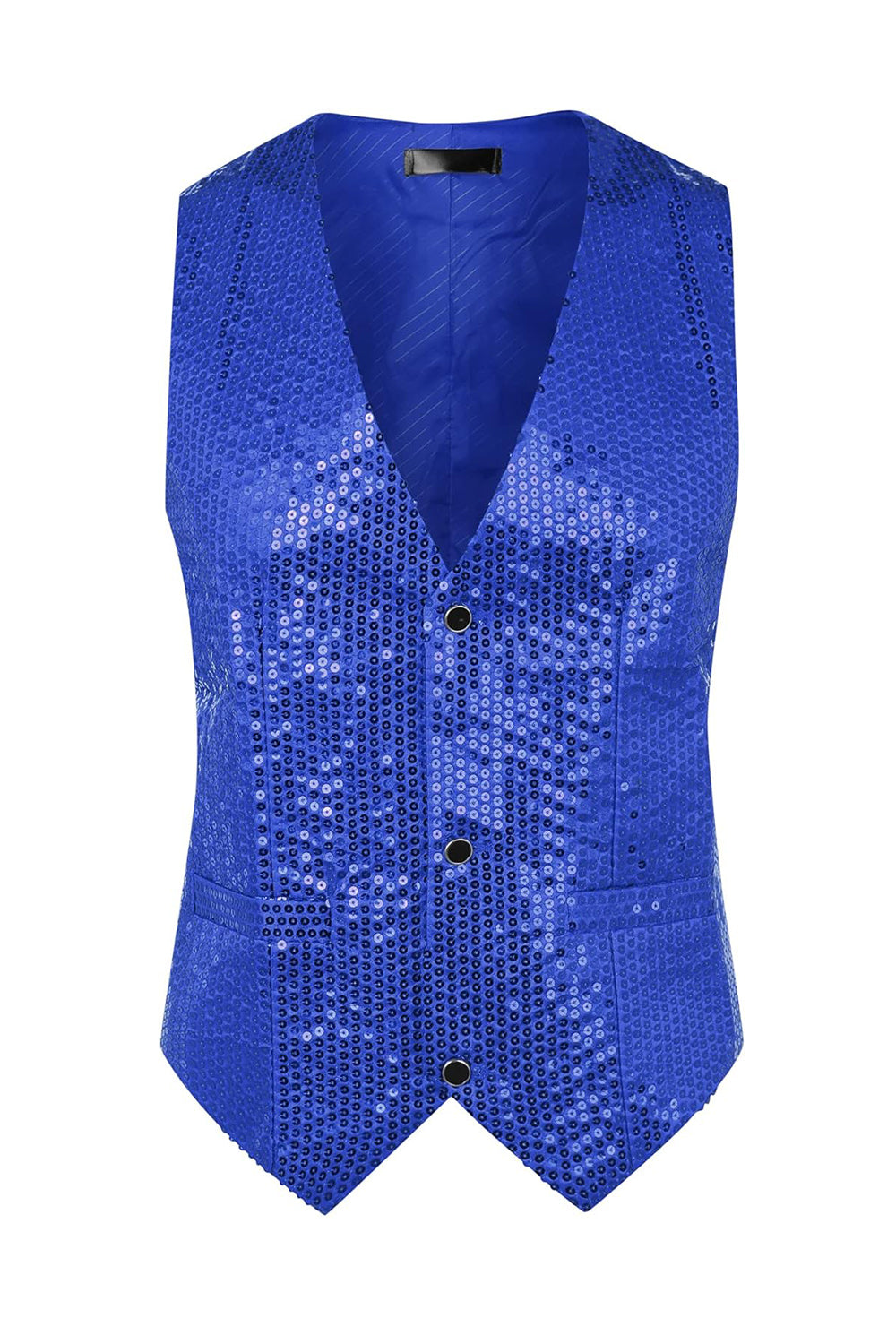 Sparkly Black Single Breasted V-Neck Men's Suit Vest with Sequins