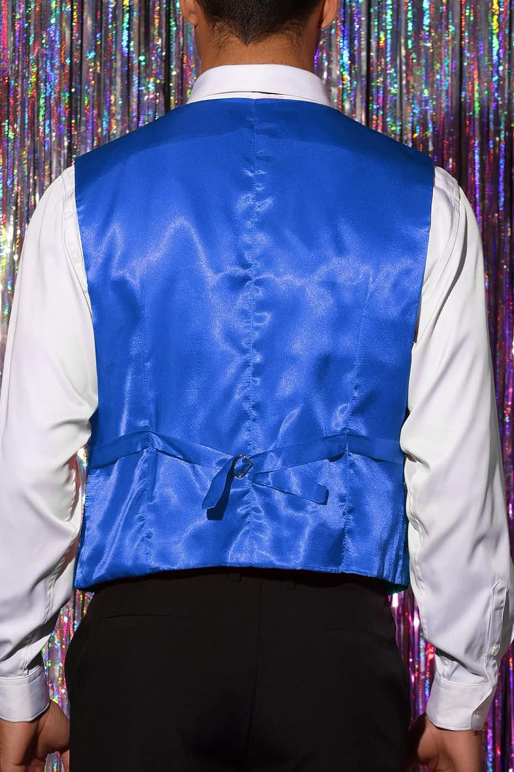 Sparkly Black Single Breasted V-Neck Men's Suit Vest with Sequins