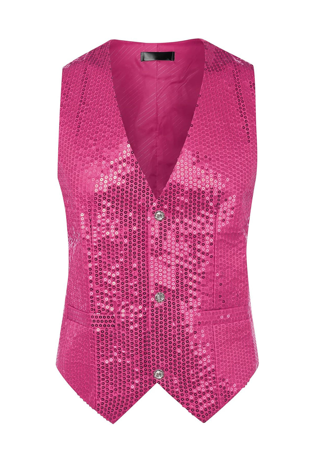 Sparkly Black Single Breasted V-Neck Men's Suit Vest with Sequins